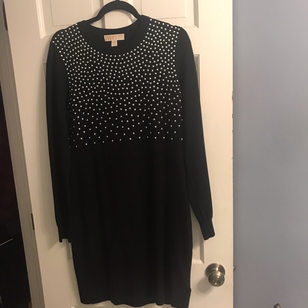 Michael Kors Long Sleeve Studded Sweater Dress